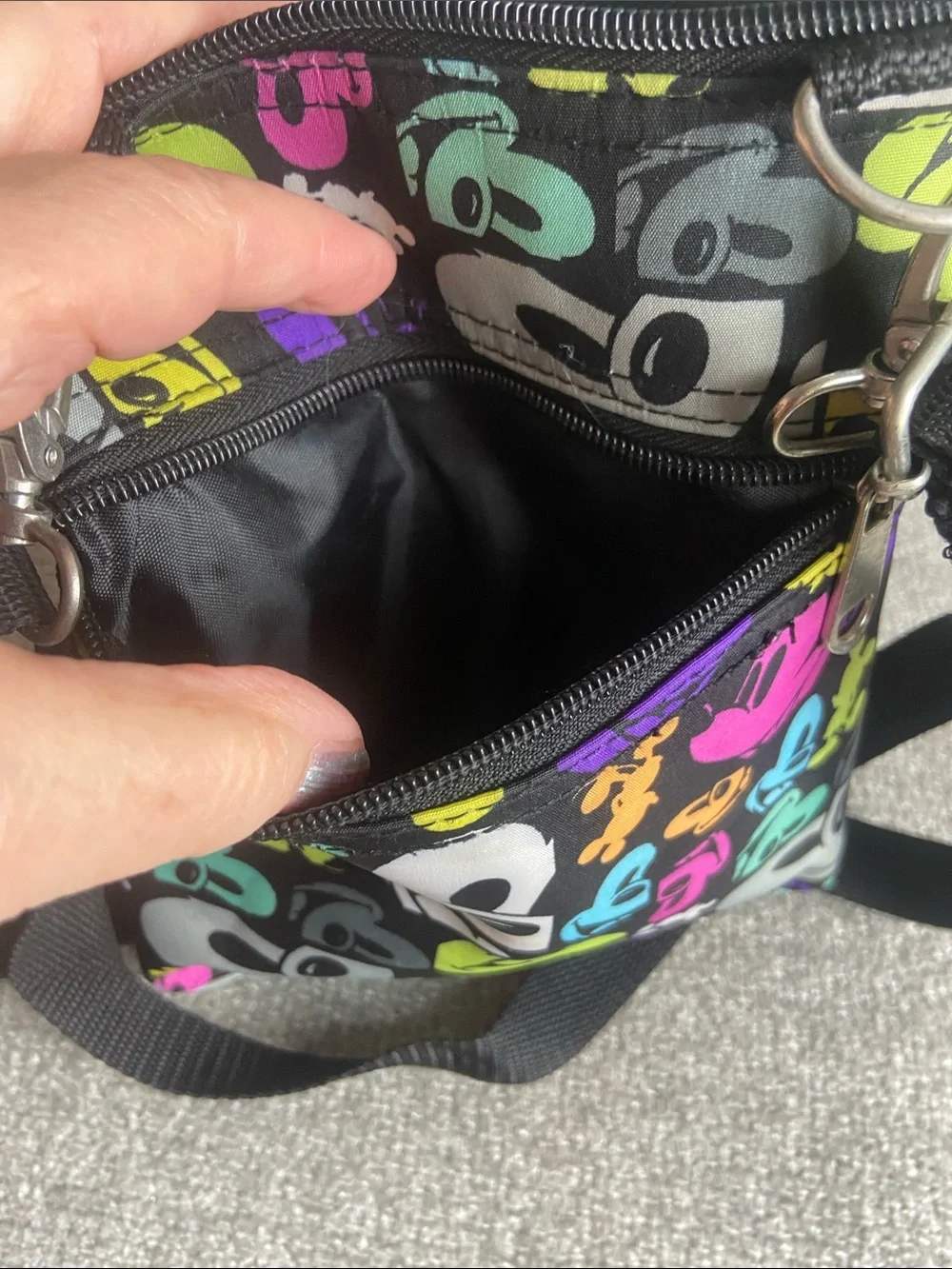 Disney Small Crossbody Bag in Black with Multicolor Character Print